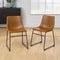 WE Furniture 18" Faux Leather Dining Chair with Metal Legs 2 Pack - Whiskey Brown