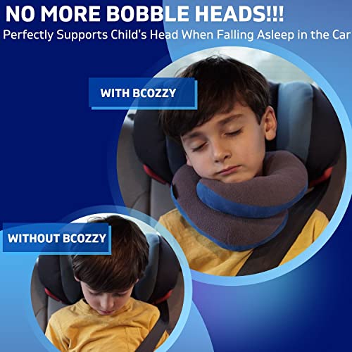 BCOZZY Kids Chin Supporting Travel Pillow for 8-12 Y/O- Stops the Head from Falling Forward- Comfortable Road Trip Essential. Soft, Washable, Medium Size, Navy