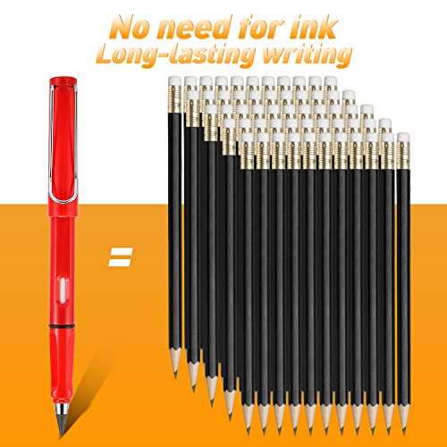 10 Pcs Inkless Pencils Eternal Pencil with Pencil Case, Everlasting Pencil with 10 pcs Replacement Nibs,Infinite Pencil,Reusable Erasable Unlimited Writing for Student Adult Artist Writing Drawing