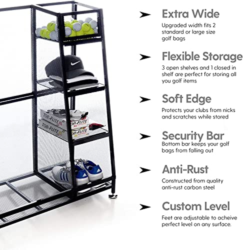 Milliard Golf Organizer - Extra Large Size - Fit 2 Golf Bags and Other Golfing Equipment and Accessories in This Handy Storage Rack - Great Gift Item