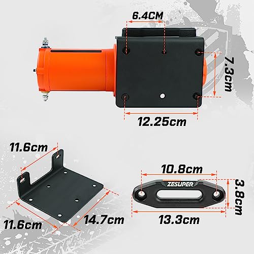 ZESUPER 4500lb Winch 12v Boat Trailer ATV UTV Quad Electric Winch 2 Wireless Remotes Synthetic Rope Waterproof IP67 Car