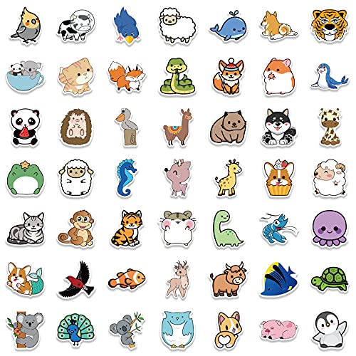 Wimarn 100Pcs Animal Stickers for Kids, Vinyl Cute Stickers, Laptop Stickers for Water Bottles Skateboard, Waterproof Stickers for Teens Girls&Boys, Gifts for Kids