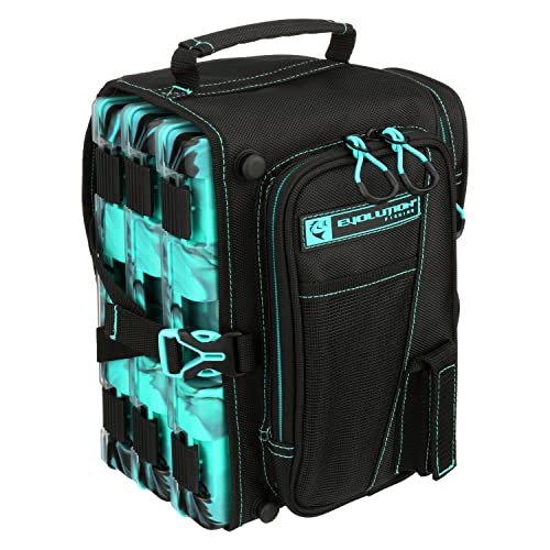 Seafoam, 3600 Size, Outdoor Rucksack w/ 3 Fishing Tackle Trays, Built In  Rain Fly, Heavy Duty Fishing Sling Pack, Tackle Carrying Case, Plier Holster