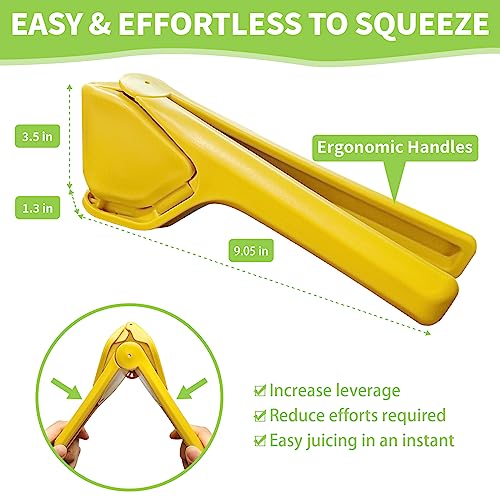 EastLink Lemon Juicer Squeezer Manual, Max Juice Extraction Lime Squeezer, Easy-to-Use Flat with Leverage to Reduce Effort, Hand Citrus Built-in Strainer, Yellow (NMZZJ1P-516)