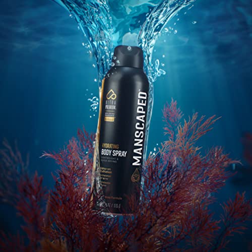 MANSCAPED™ UltraPremium Hydrating Body Spray, Non-Greasy Quick Drying Spray-On Moisturizer Formula with Red Algae and Hyaluronic Acid for Skin Hydration (6 oz Aluminum Bottle)