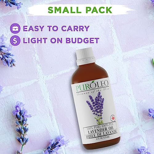 PURÓLEO Lavender Essential Oil, 4 FL OZ/120 ML (Large Bottle) 100% Pure Natural Undiluted, for Aromatherapy