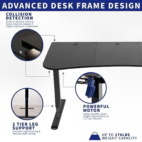 VIVO Black Electric Height Adjustable Stand Up Desk Frame, Workstation with 63 X 32 Inch Table Top and Controller, Frame and Desktop Combo (Desk-Kit-2E1B)