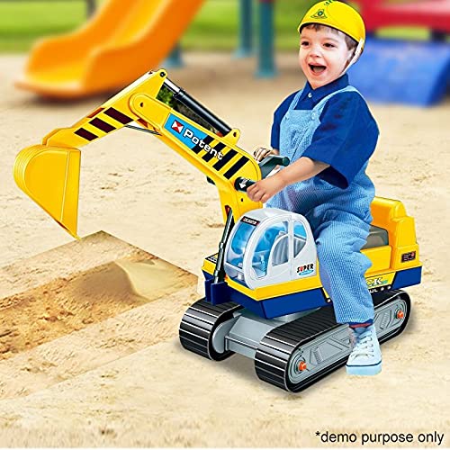 Kids Ride On Sand Excavator Truck Machinery Digger with Helmet Beach Backyard Children Play Car Toys