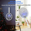 ZOVHYYA 3 in 1 Electric Mosquito Racket Foldable Mosquito Killer 3000V USB Rechargeable 1200 mAh Mosquito Racket with Purple Light of Trap, Base and Wall Hanging Suitable for Indoor and Outdoor Use…