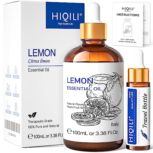 HIQILI Lemon Essential Oil,100% Pure Natural Undiluted Premium Therapeutic Grade Oil,Household Cleaning Spray.-3.38 Fl Oz