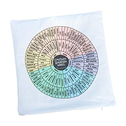 Emotion Sensation Feeling Wheel Throw Pillow Cover for Home, Classroom, or Therapy Office | Mindfulness Tool & Social Emotional Learning Resource