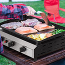 ADREAK 25.6 Inch 3 Burner BBQ Gas Grill Griddle, Stainless Steel Portable Detachable 30,000 BTU Table Top Propane Grill, Patio Garden Barbecue Grill with Two Side Table for Outdoor Cooking Camping or Tailgating (Only Griddle)