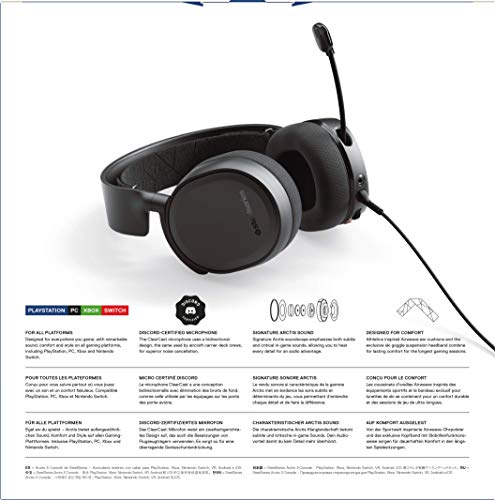 SteelSeries Arctis 3 Console Edition - Stereo Wired Gaming Headset - for Playstation 4, Xbox One, Nintendo Switch, VR, Android and iOS - Black