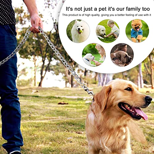 Chain Anti Bite Metal Dog Lead Dog Chain Lead Heavy Duty for Dogs Training and Walking with Padded Handle Black