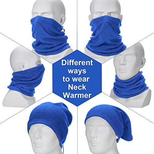 4 Pieces Winter Fleece Neck Warmer Gaiter Thick Thermal Windproof Ski Neck Gaiter Balaclava, Black, Blue, Red, Coffee, l