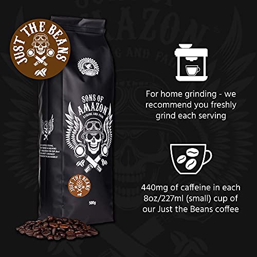 Sons of Amazon - 500g - Australia's Strongest Ground Coffee - High Caffeine Coffee Bags - Ethically Sourced - STRONG AND FAIR - Just The Beans