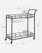 VASAGLE Bar Cart Black, Home Bar Serving Cart, Wine Cart with 2 Mirrored Shelves, Wine Holders, Glass Holders, for Kitchen, Dining Room, Black ULRC090B62