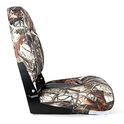 NESHULT Camo High Back Folding Boat Seat,Fishing Boat Seats,Stainless Steel Screws Included, Camo/Black(2 Seats)