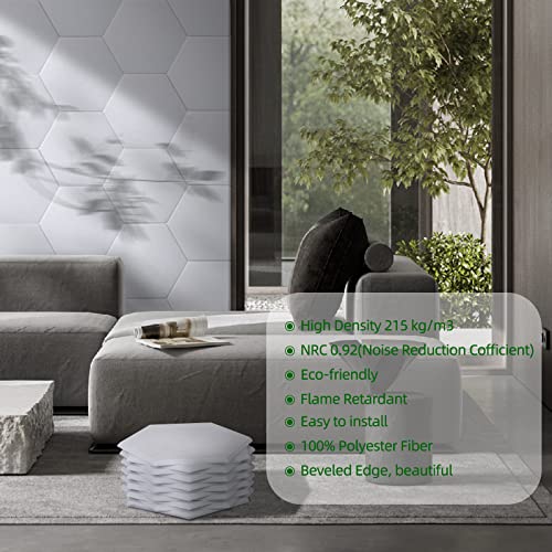 High Density Hexagon Self-adhesive Acoustic Foam Panels with adhesive backing, Professional Acoustic Absorption Panels, Acoustic Treatment, self-adhesive Sound Proof Panels 12 Pieces