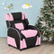 Kids Recliner Chair, Adjustable Recliner Sofa w/Footrest, Headrest & Lumbar Support, w/ Padded Seat, Ergonomic PU Leather Children Armchair for Living & Gaming Room, Racing Style Kids Lounge Couch for Boys & Girls Gift, Pink & Black