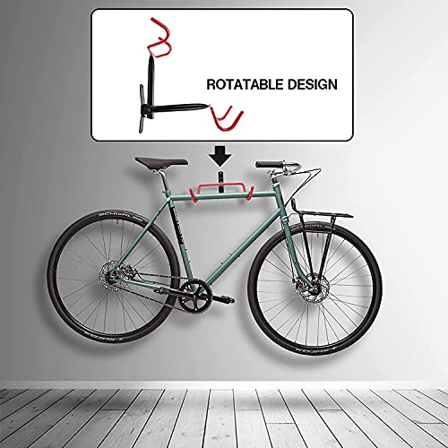 Bike Wall Mount Bike Hanger Foldable Bicycle Storage Horizontal Bike Rack Bike Hook for Garage Indoor Shed with Screws