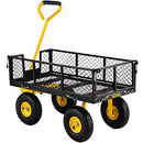 VEVOR Steel Garden Cart 408kg Heavy Duty 900 lbs Capacity with Removable Mesh Sides to Convert into Flatbed, Utility Metal Wagon with 180° Rotating Handle and 10 in Tires, Perfect for Garden