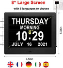 2023 Upgraded 12 Alarms Day Date Clock Dementia Clock with Calendar, On Time Alarm, Auto Night Dimming, Digital Clock with Non-Abbreviated Day&Month, 12 Timers-with Remote Control