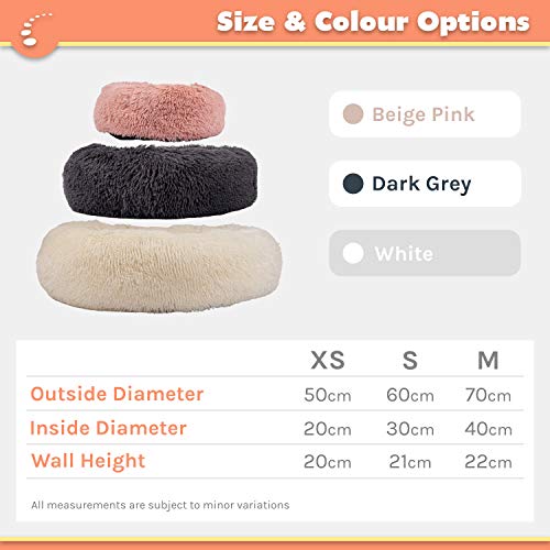 Zenify Pets Calming Dog Bed for Cats or Small Medium Dogs Puppy (70cm, Beige Pink)…