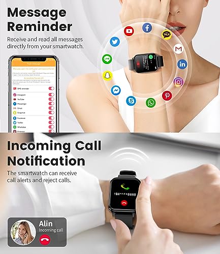 LIGE Smart Watch for Women Men,Smart Watch (Answer/Make Call),2023 Newest 1.83 Inch Fitness Tracker,Heart Rate/Sleep Monitor/Pedometer/Calories,Multiple Sports Modes,Waterproof Fitness for Android iOS
