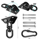 Hammock Hanging kit,360°Rotating 1200 lb Capacity Heavy Duty,Hanger & Swing Hook Snap for Concrete Wood,Hammock,Veranda Seat,Chair,Swing Sets,Yoga and Gym（Without Chain ）