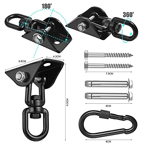 Hammock Hanging kit,360°Rotating 1200 lb Capacity Heavy Duty,Hanger & Swing Hook Snap for Concrete Wood,Hammock,Veranda Seat,Chair,Swing Sets,Yoga and Gym（Without Chain ）