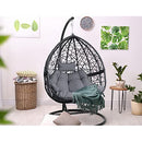 Gardeon Outdoor Egg Swing Chair Rattan Black Garden Bench Hanging Seat, Patio Baconly Furniture Chairs, with Cushions Stand Wicker Basket Water Resistant 150kg Capacity