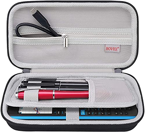 BOVKE Hard Travel Case Compatible with Texas Instruments Ti-84 Plus CE/TI-83 Plus CE Color Graphing Calculator, Large Zipped Pocket for USB Cables, Manual, Pencil and Other Accessories, Black