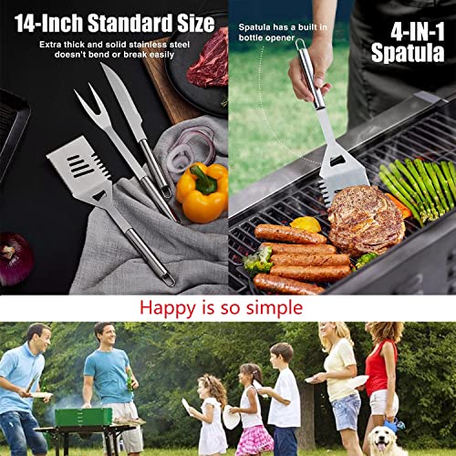 Barbecue Tool Set（with BBQ Apron）Stainless Steel Barbecue Utensils Accessories,Grill Tool Set,for Barbecue Indoor Outdoor,Party and Picnic,BBQ Grill Utensils Perfect Gift for Men and Women