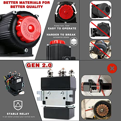 X-Bull Boat ATV UTV Winch 5000LBS/2268KG 12V Electric Winch with Synthetic Rope 15.2m Wireless Remote Car Automotive Accessories