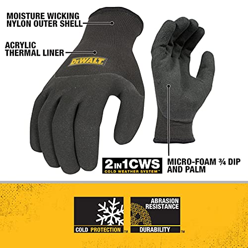 Dewalt DPG737M Thermal Insulated Grip Glove 2 In 1 Design, Medium