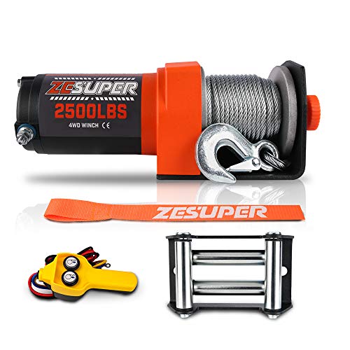 ZESUPER 2500lb Winch 12v Boat Trailer ATV UTV Quad Electric Winch Steel Cable
