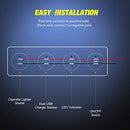 Nilight 4 in 1 ON/OFF Charger Socket Panel Dual USB Socket Power Outlet & LED Voltmeter &Cigarette Lighter Socket& LED Lighted ON Off Rocker Toggle Switch for Truck Car Marine Boats RV