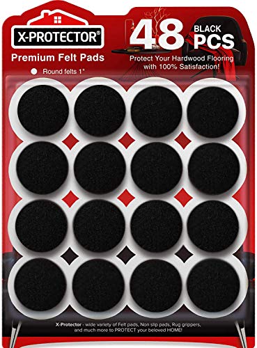 Felt Furniture Pads X-PROTECTOR - 48 Premium Felt Pads Floor Protector - Chair Felts Pads for Furniture Feet Wood Floors - Best Furniture Pads for Hardwood Floors - Protect Your Wood Floors!