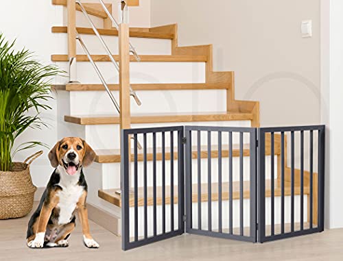 PaWz 3-Panel Portable Retractable Barrier Wooden Pet Gate, White