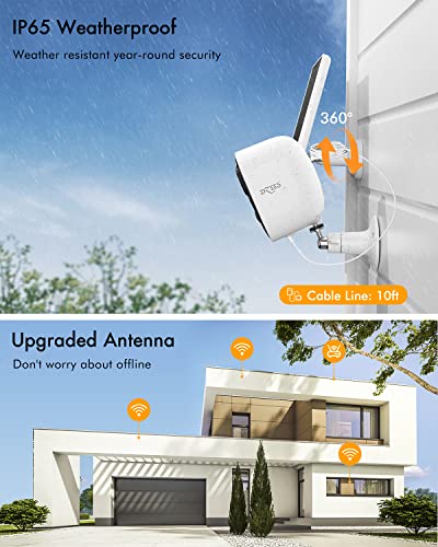 Dzees Solar Powered Security Camera Wireless Outdoor WiFi, 1080P Color Night Vision Outdoor Camera, Wireless Home Security Cameras System with Solar Panel, Spotlight/Alarm, AI Detection, 2-Way Talk