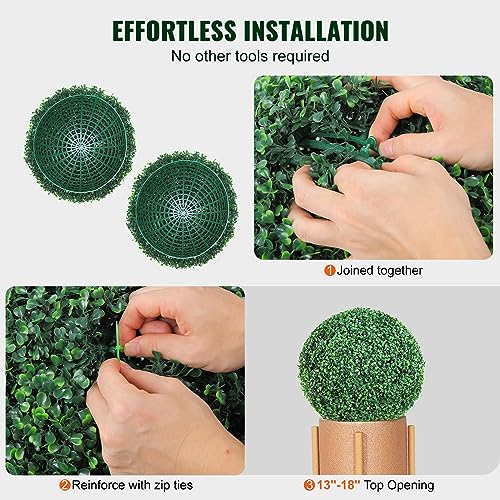 VEVOR Artificial Topiaries Boxwood Trees, 20” Tall (2 Pieces), Ball-Shape Faux Topiaries Plant, All-Year Green Feaux Plant Decorative Balls for Backyard, Balcony,Garden, Wedding and Home Décor