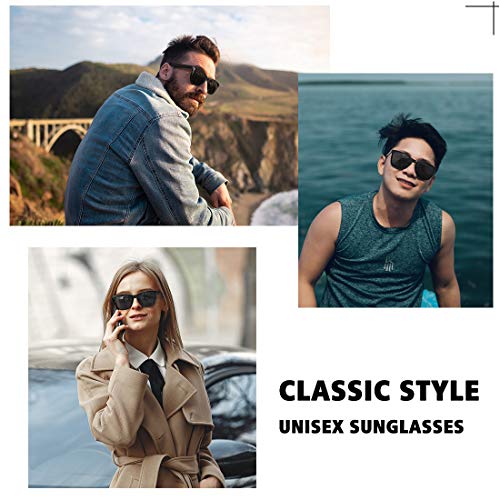 MEETSUN Polarized Sunglasses for Women Men Classic Retro Designer Style, Black, Large