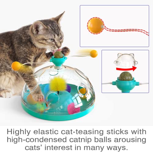 Anturnpet Interactive Cat Toy for Indoor Cats, Catnip Balls Roller Tracks Exercise Balls Teaser, Kitten Feeder Stimulation Toys Gifts for Pets （Blue）