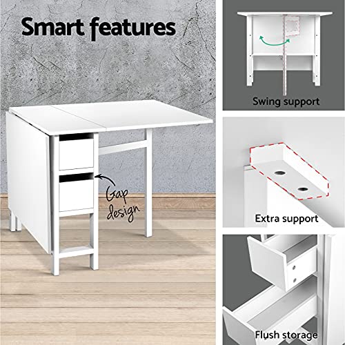 Artiss Dining Table Folding Coffee Tables Side Buffee Desk Foldable Lounge Desks Home Living Room Bedroom Kitchen Office Cafe Restaurant Furniture, Adjustable Size to 6 Seater, 150 x 80cm Wooden