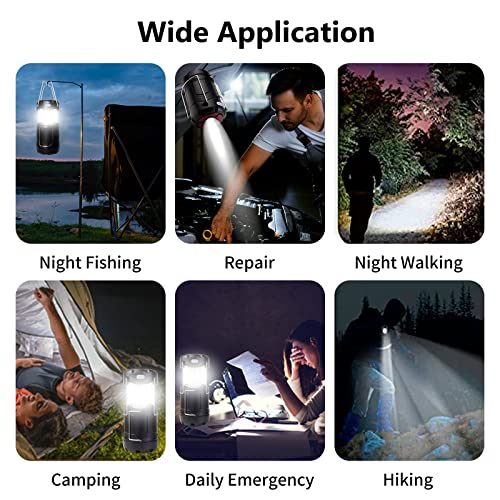 ZCOINS Rechargeable LED Collapsible Camping Lantern, Portable Battery Powered Flashlight, Handle Camping Light Lamp with Magnetic for Hurricane Power Outages Fishing Emergency Tent Hiking Supplies