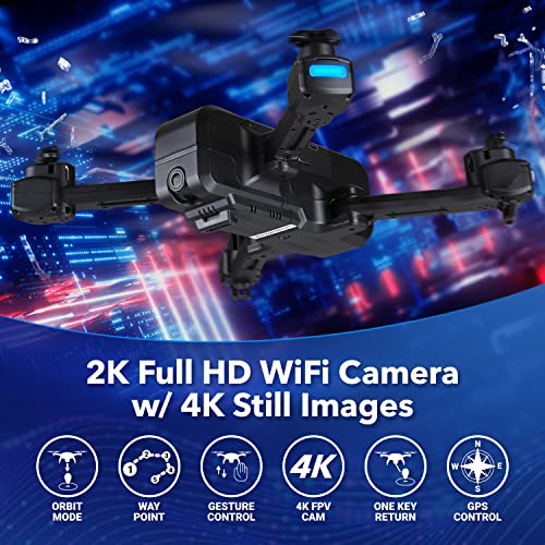 Contixo F22 FPV Foldable Drone with Camera for Adults, Kids, and Beginners - RC Quadcopter with 4K FHD Camera - Gesture Control for Selfie - GPS Auto Return - Follow Me - Carrying Case