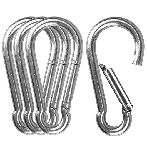 4 Pack 5½ inches Heavy Duty Carabiners Hook, 304 Stainless Steel Outdoors Clips, Load 660 lb Weight Strong Large Spring Snap Hook for Hammocks, Punching Bags, Swing Chairs, Gym Equipment