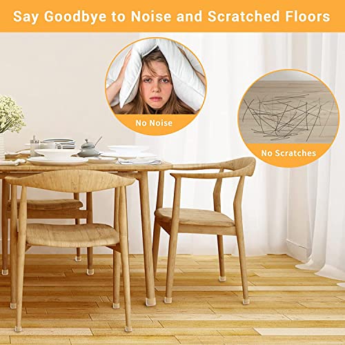 32 Pcs Silicone Chair Leg Floor Protectors,Furniture Sliders Feet Covers with Felt Pads, Prevent Hardwood Floor Scratches and Reduce Noise (S (for 15-25mm))