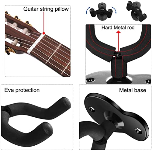 iDopick 4 Pack Guitar Hanger Hook Wall Mount, Musical Instruments Stand for Hanging All Size Guitars, Bass, Mandolin, Banjo